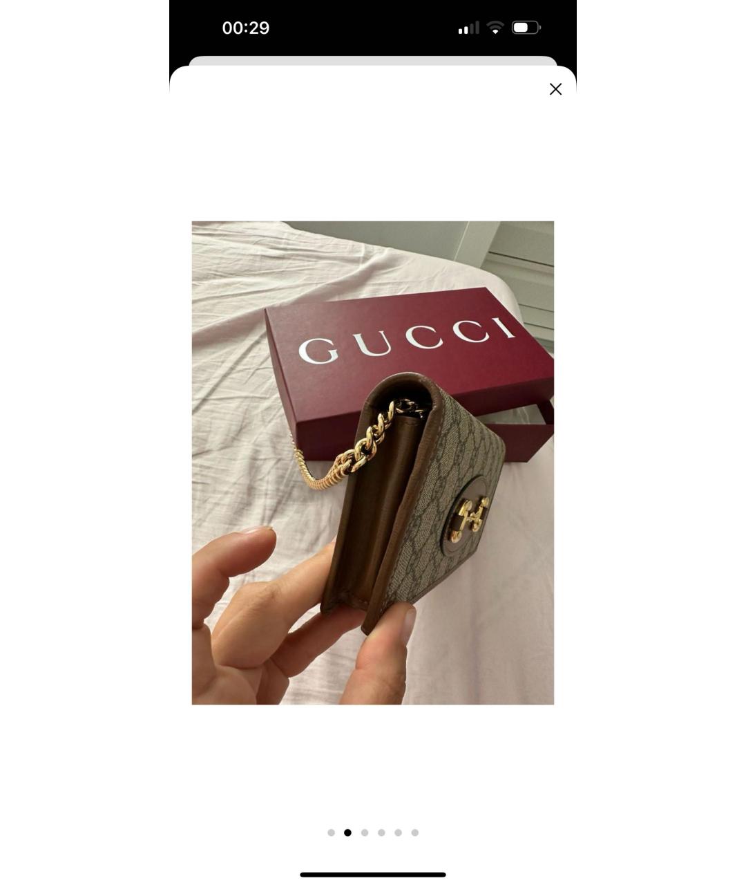 GUCCI Коричневая кожаная сумка через плечо, фото 2