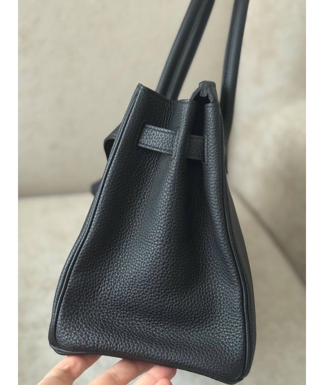 HERMES Черная кожаная сумка с короткими ручками, фото 8