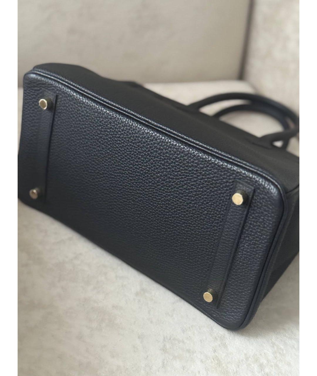 HERMES Черная кожаная сумка с короткими ручками, фото 6