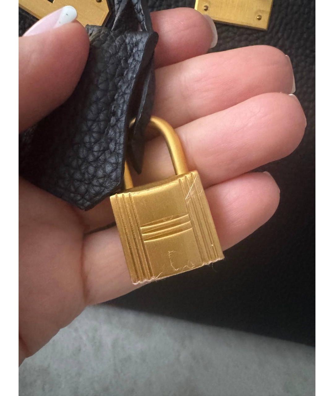 HERMES Черная кожаная сумка с короткими ручками, фото 2