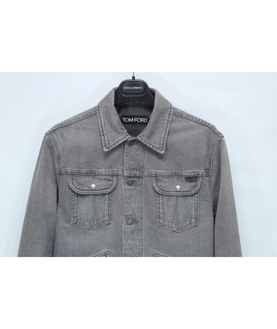 TOM FORD Серая хлопко-эластановая куртка, фото 2