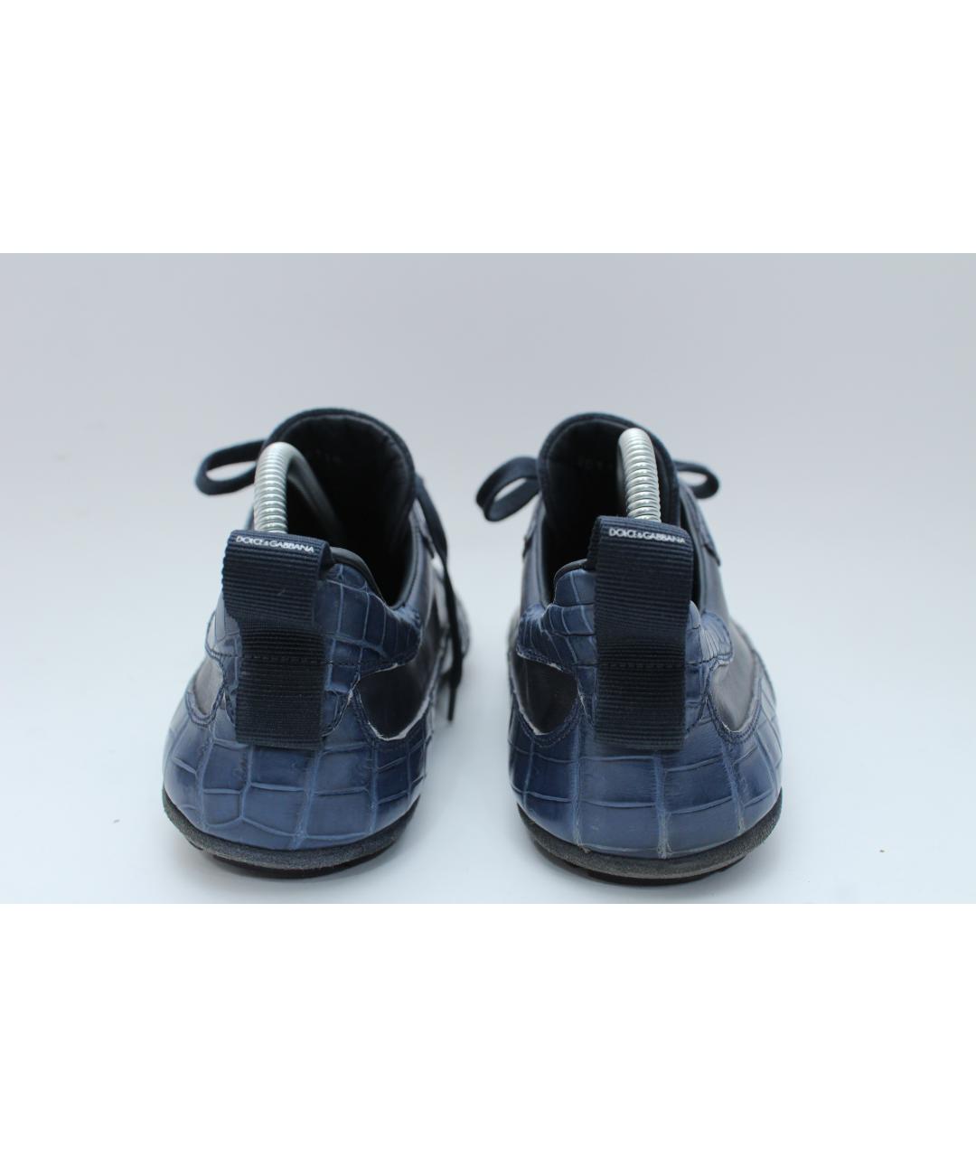 DOLCE&GABBANA Синие кожаные низкие кроссовки / кеды, фото 6