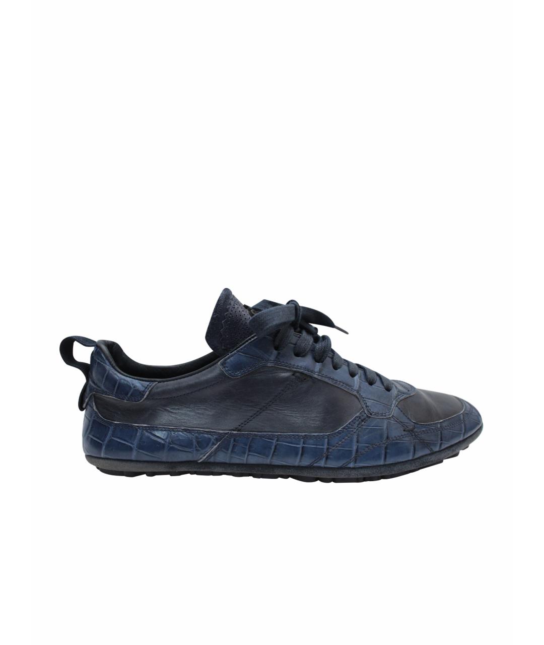 DOLCE&GABBANA Синие кожаные низкие кроссовки / кеды, фото 1