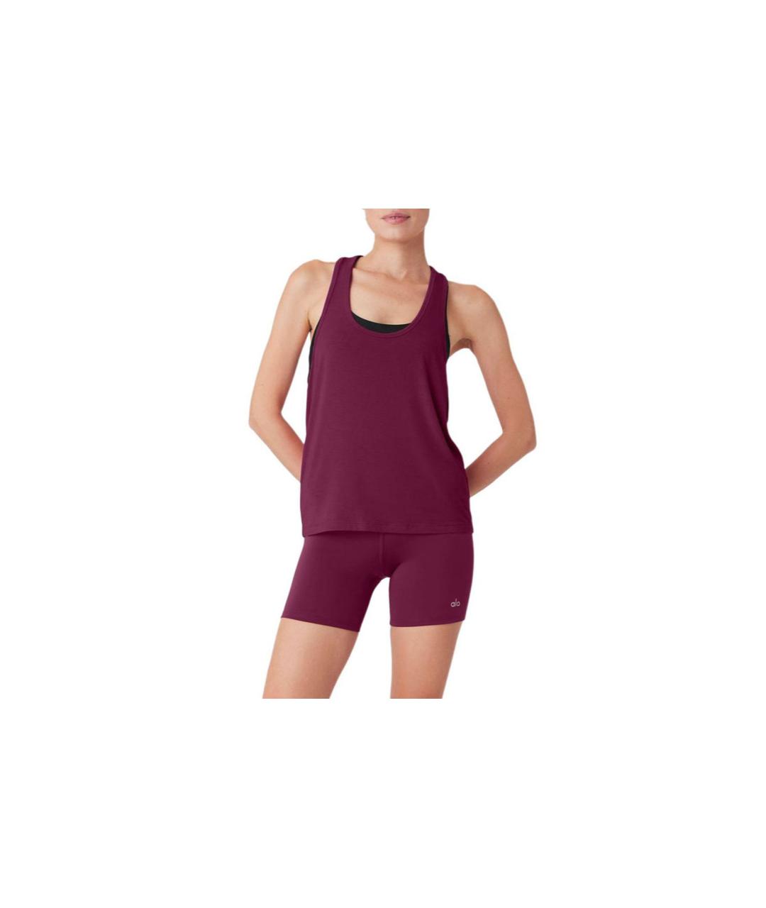 ALO YOGA Бордовая майка, фото 3