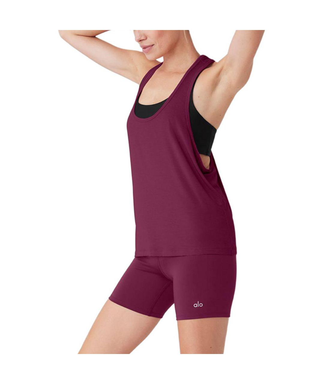 ALO YOGA Бордовая майка, фото 2