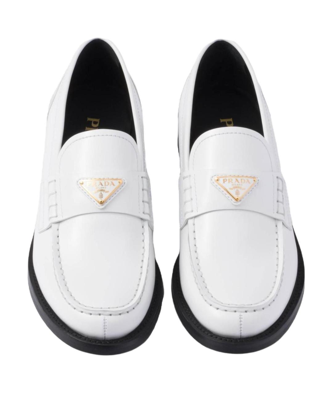 PRADA Белые кожаные лоферы, фото 5