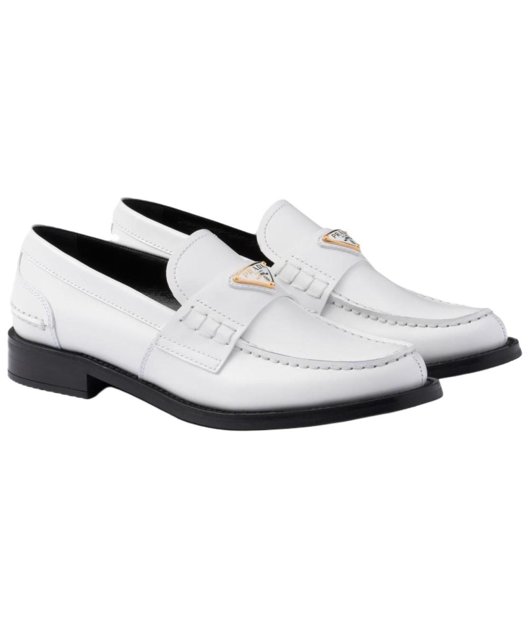 PRADA Белые кожаные лоферы, фото 3