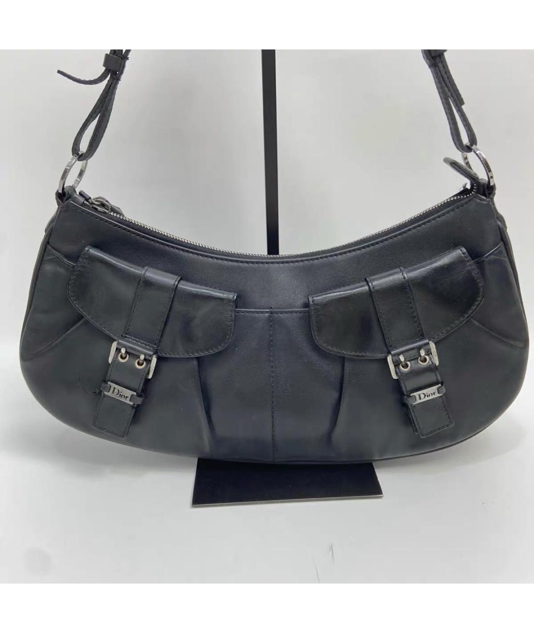 CHRISTIAN DIOR Черная кожаная сумка с короткими ручками, фото 5