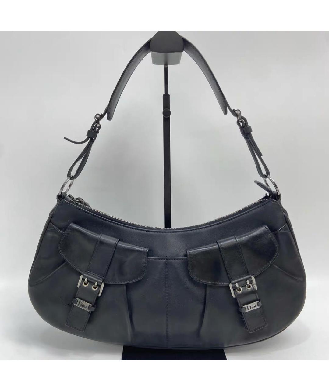 CHRISTIAN DIOR Черная кожаная сумка с короткими ручками, фото 2