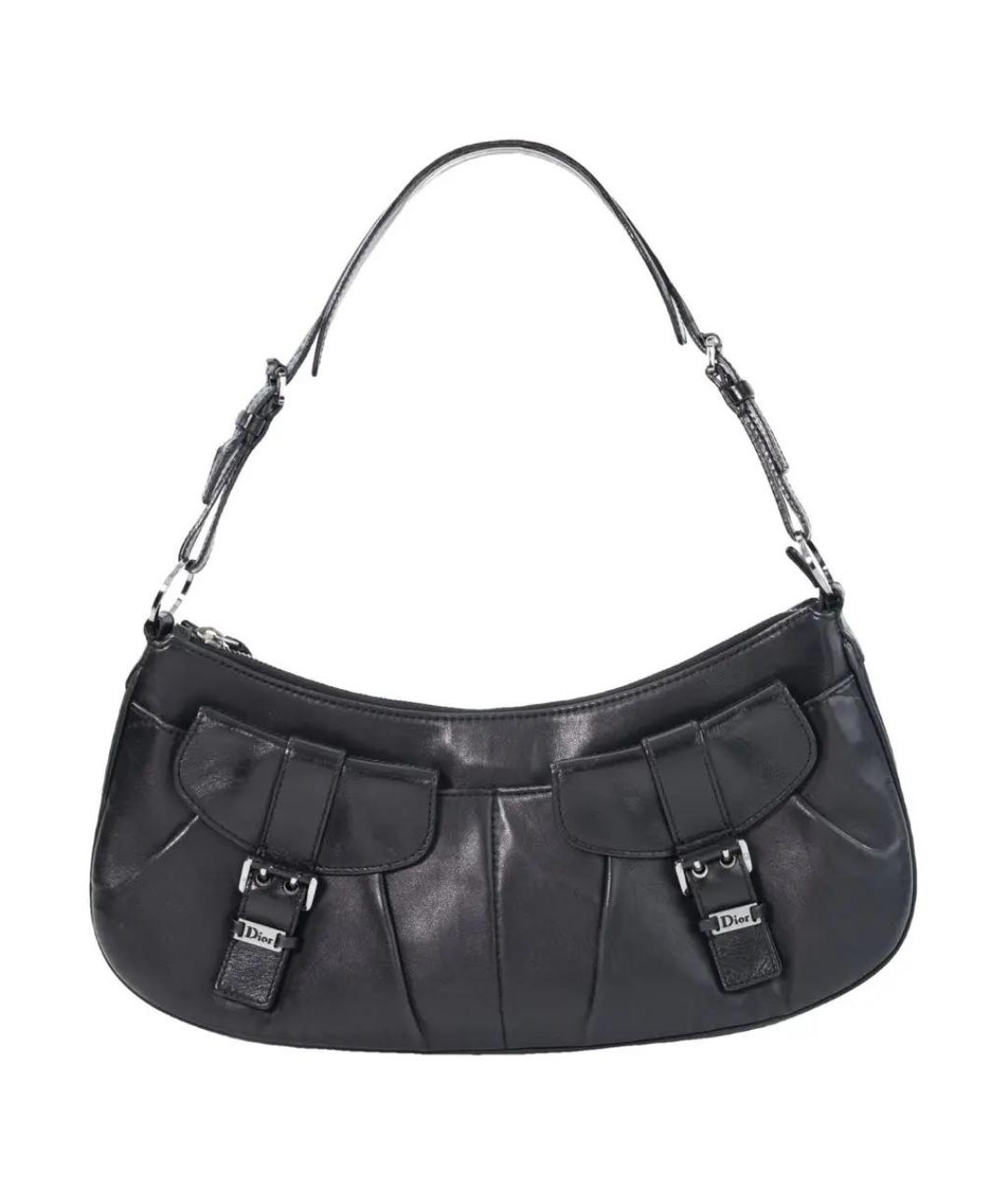 CHRISTIAN DIOR Черная кожаная сумка с короткими ручками, фото 9