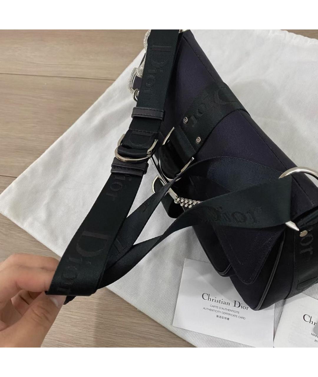 CHRISTIAN DIOR Черная кожаная сумка через плечо, фото 5