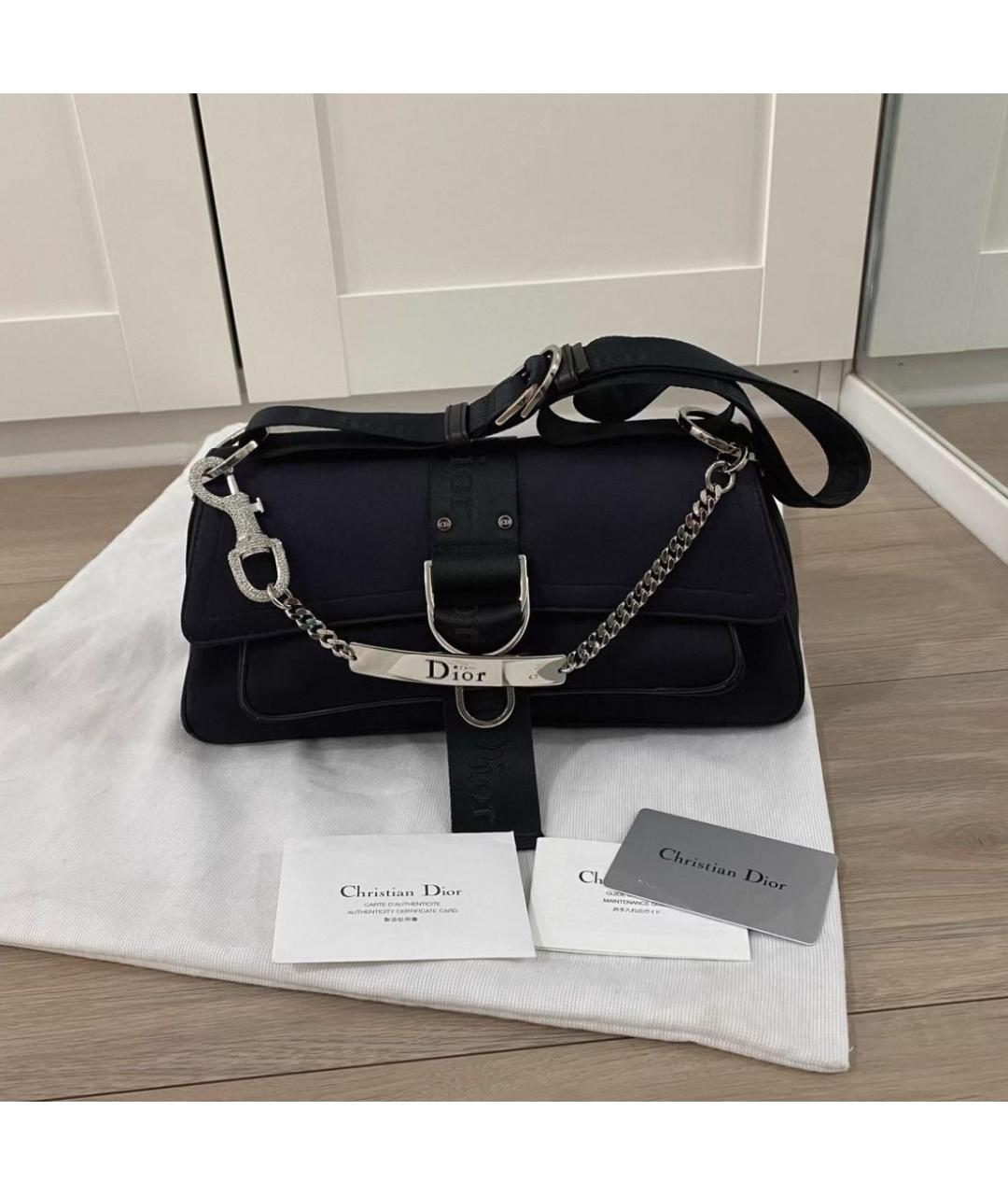 CHRISTIAN DIOR Черная кожаная сумка через плечо, фото 2