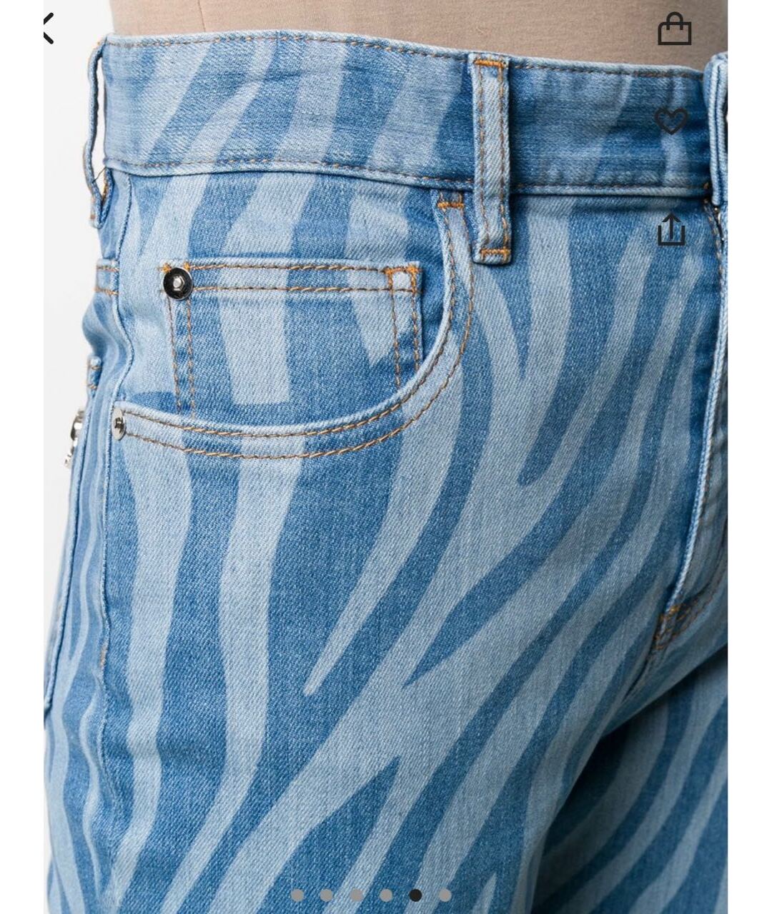 JUST CAVALLI Голубые хлопко-эластановые джинсы слим, фото 4