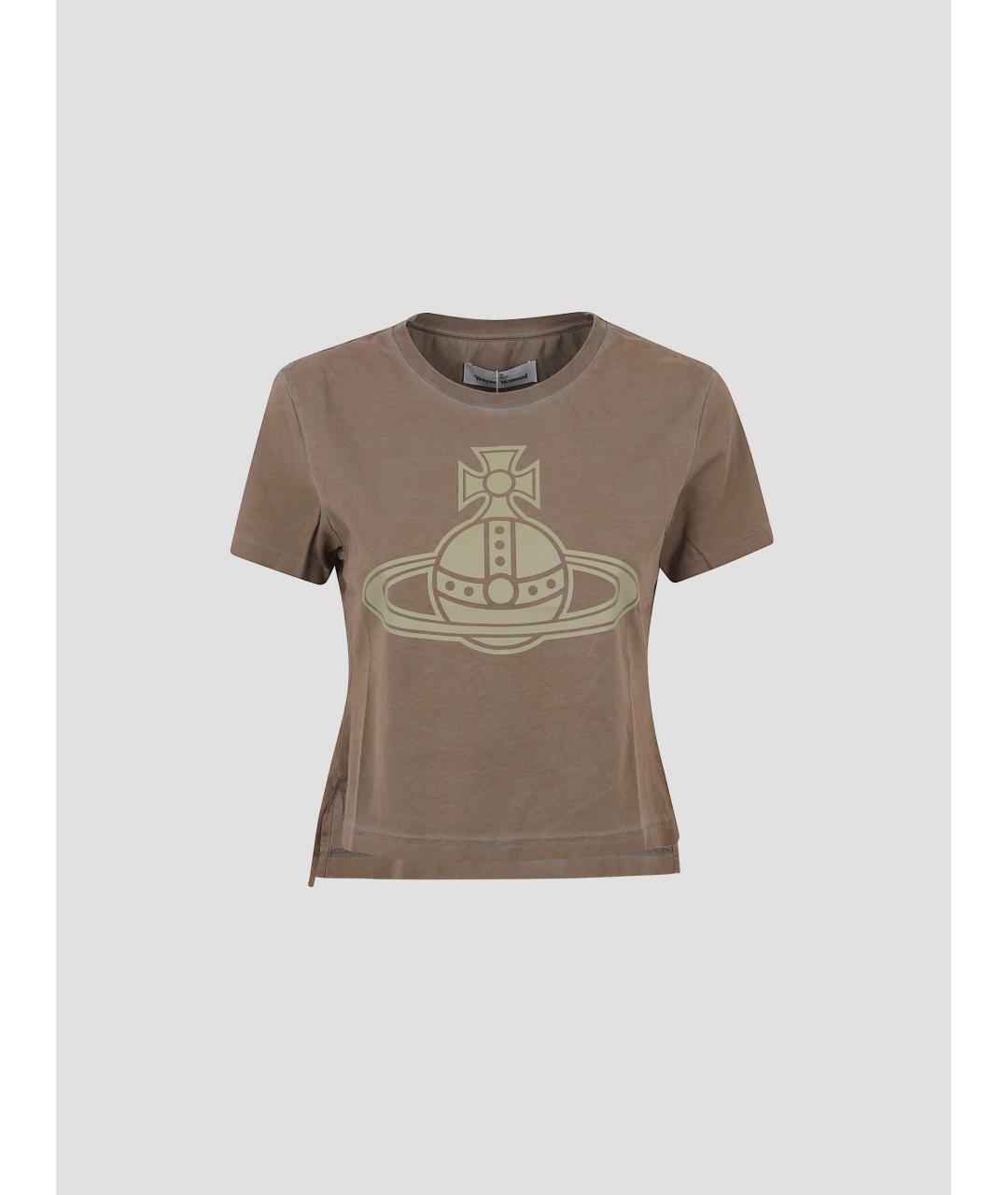 VIVIENNE WESTWOOD Хаки хлопковая футболка, фото 4