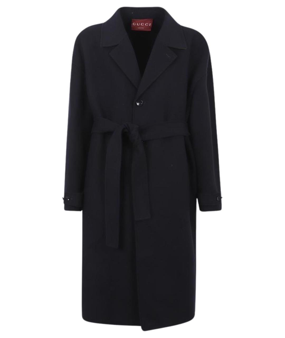 GUCCI Темно-синее шерстяное пальто, фото 1