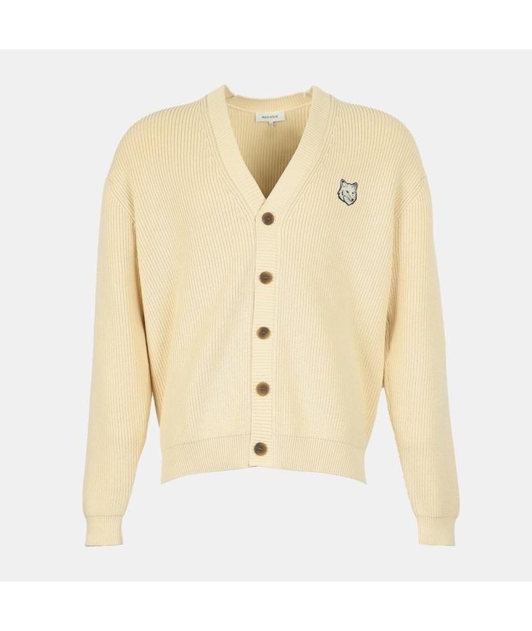 MAISON KITSUNE Бежевый хлопковый кардиган, фото 3