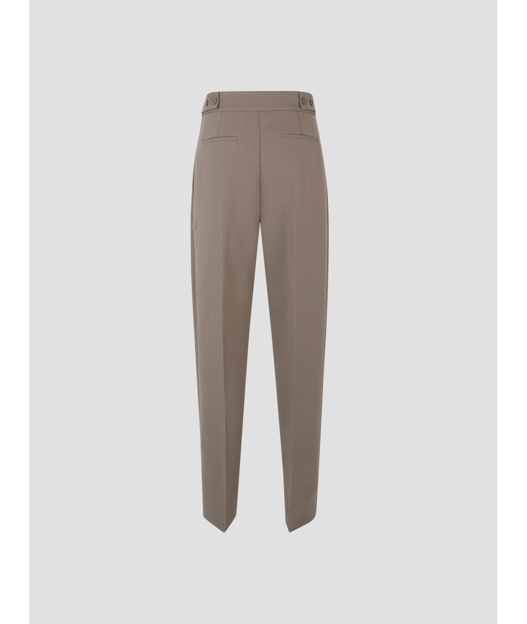 THE FRANKIE SHOP Бежевые полиэстеровые прямые брюки, фото 2