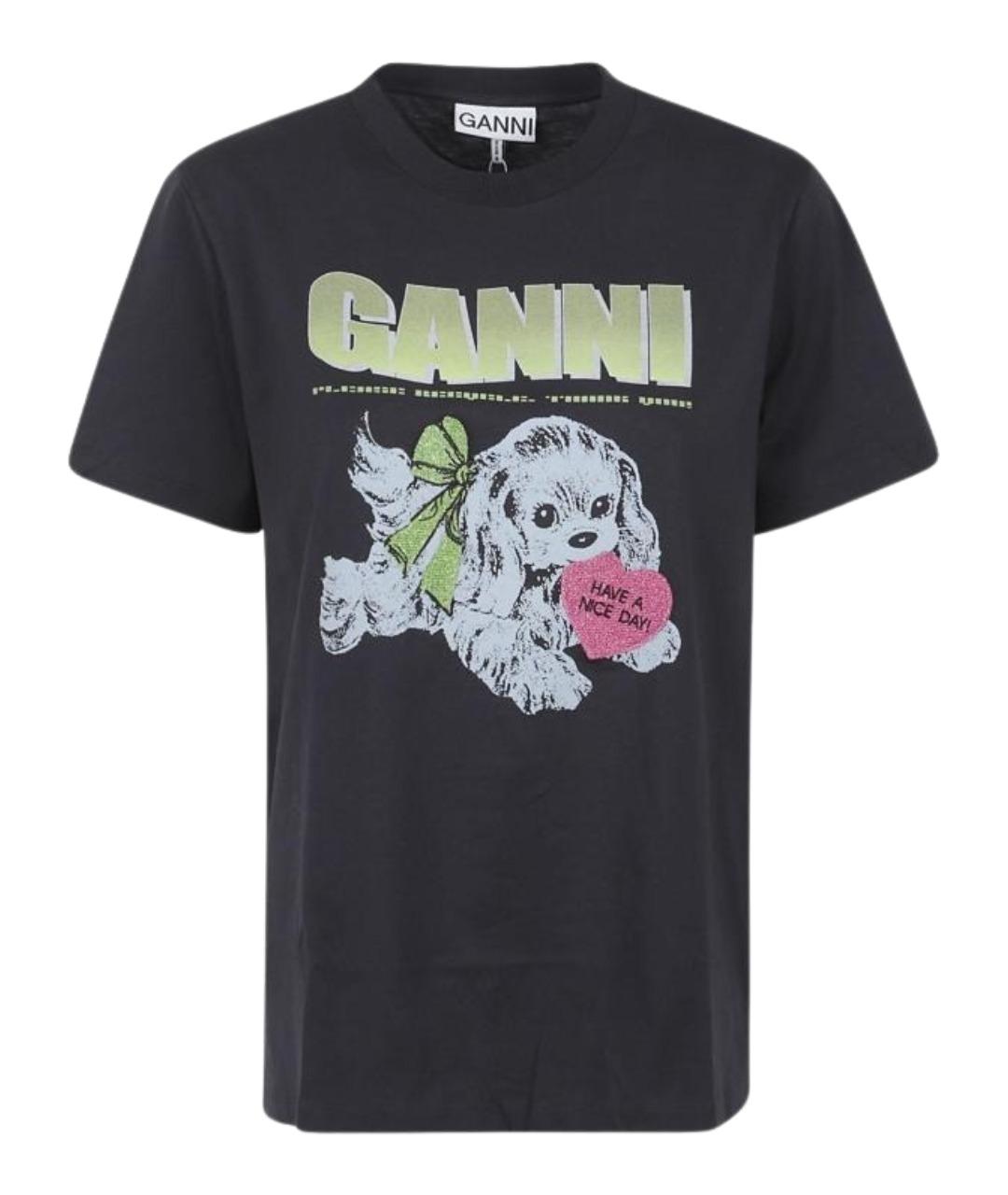 GANNI Серая хлопковая футболка, фото 1