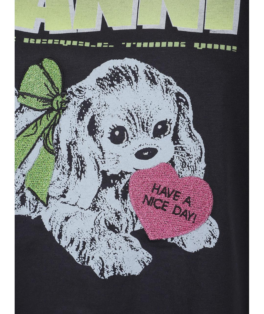 GANNI Серая хлопковая футболка, фото 3