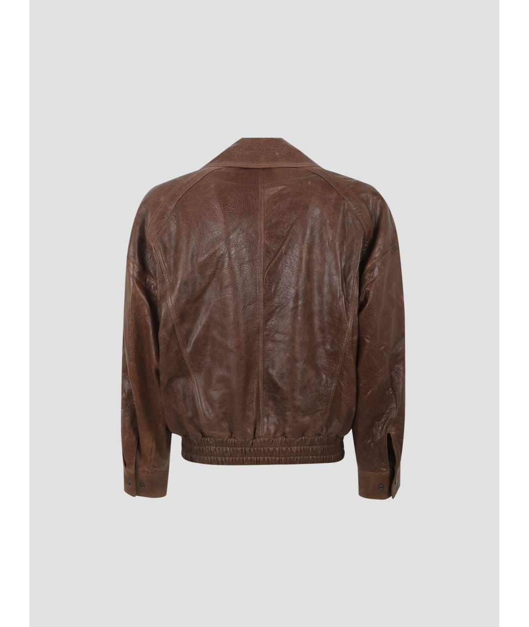 SAINT LAURENT Коричневая кожаная куртка, фото 2