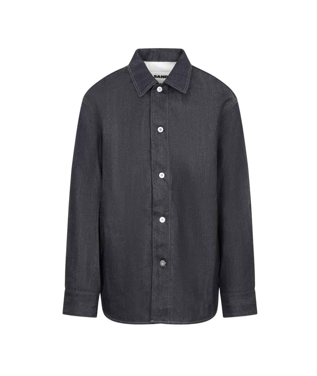 JIL SANDER Темно-синяя хлопковая кэжуал рубашка, фото 1