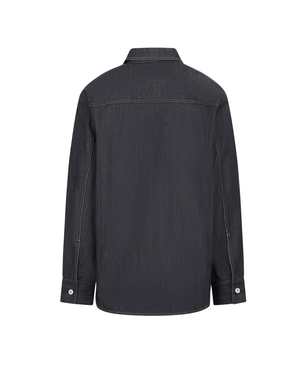 JIL SANDER Темно-синяя хлопковая кэжуал рубашка, фото 2