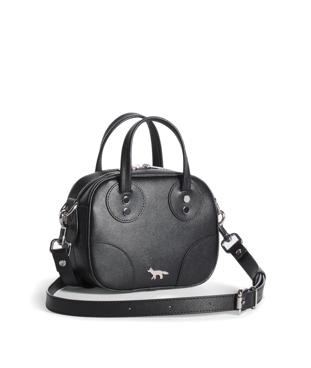 MAISON KITSUNE Черная кожаная сумка с короткими ручками, фото 1