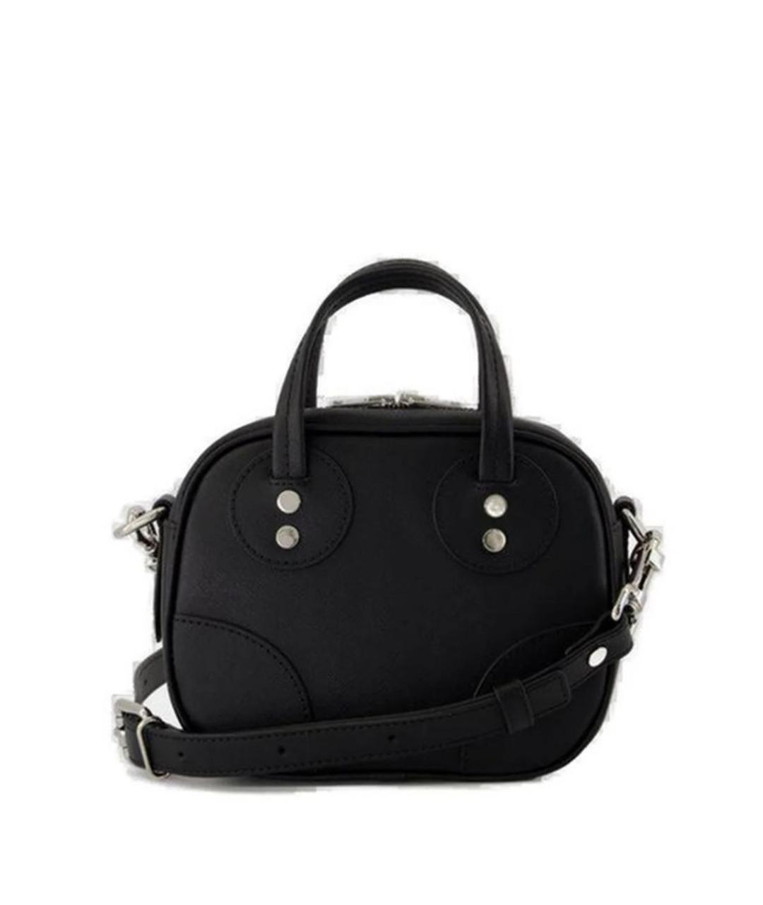 MAISON KITSUNE Черная кожаная сумка с короткими ручками, фото 2