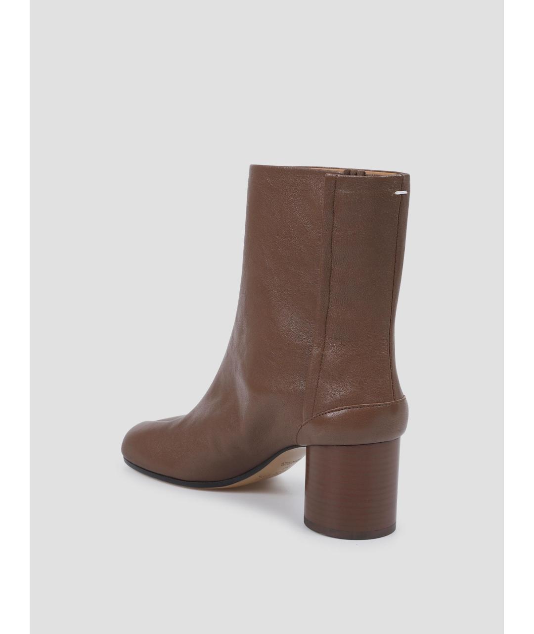 MAISON MARGIELA Коричневые кожаные полусапоги, фото 2