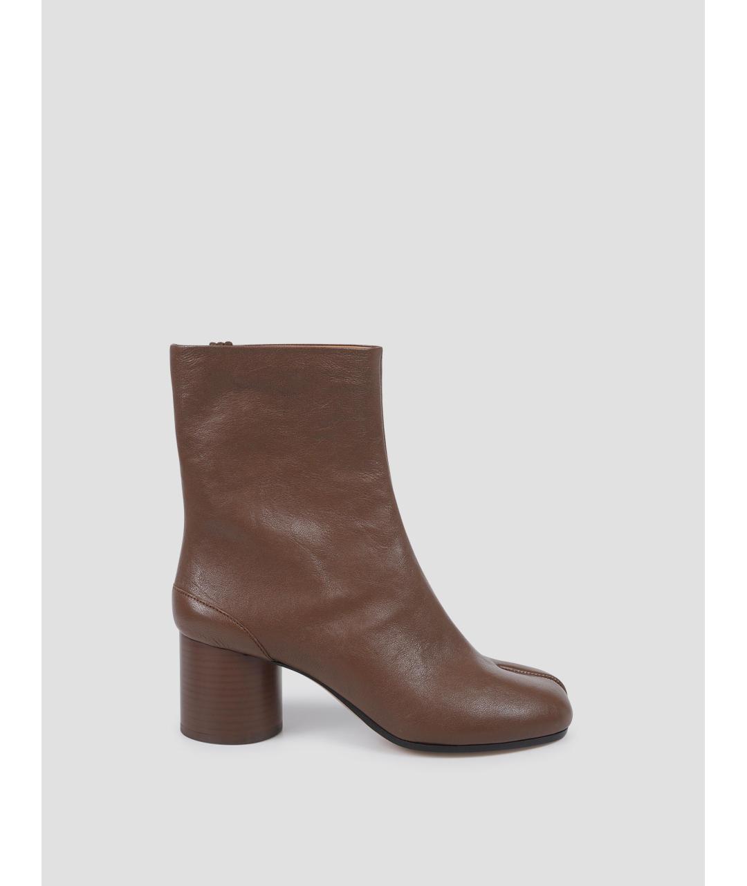 MAISON MARGIELA Коричневые кожаные полусапоги, фото 4
