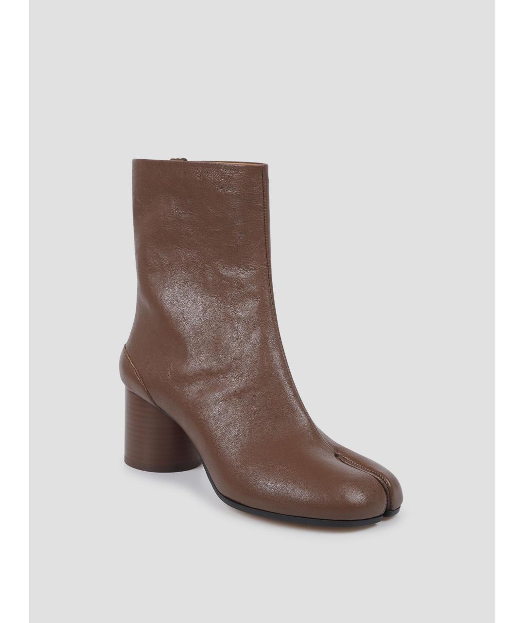 MAISON MARGIELA Коричневые кожаные полусапоги, фото 3
