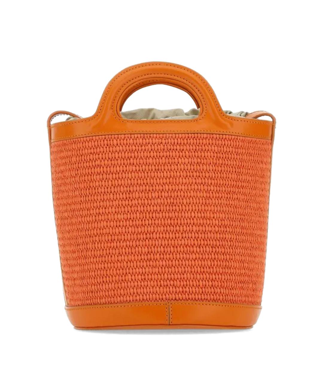 MARNI Оранжевая хлопковая сумка с короткими ручками, фото 3