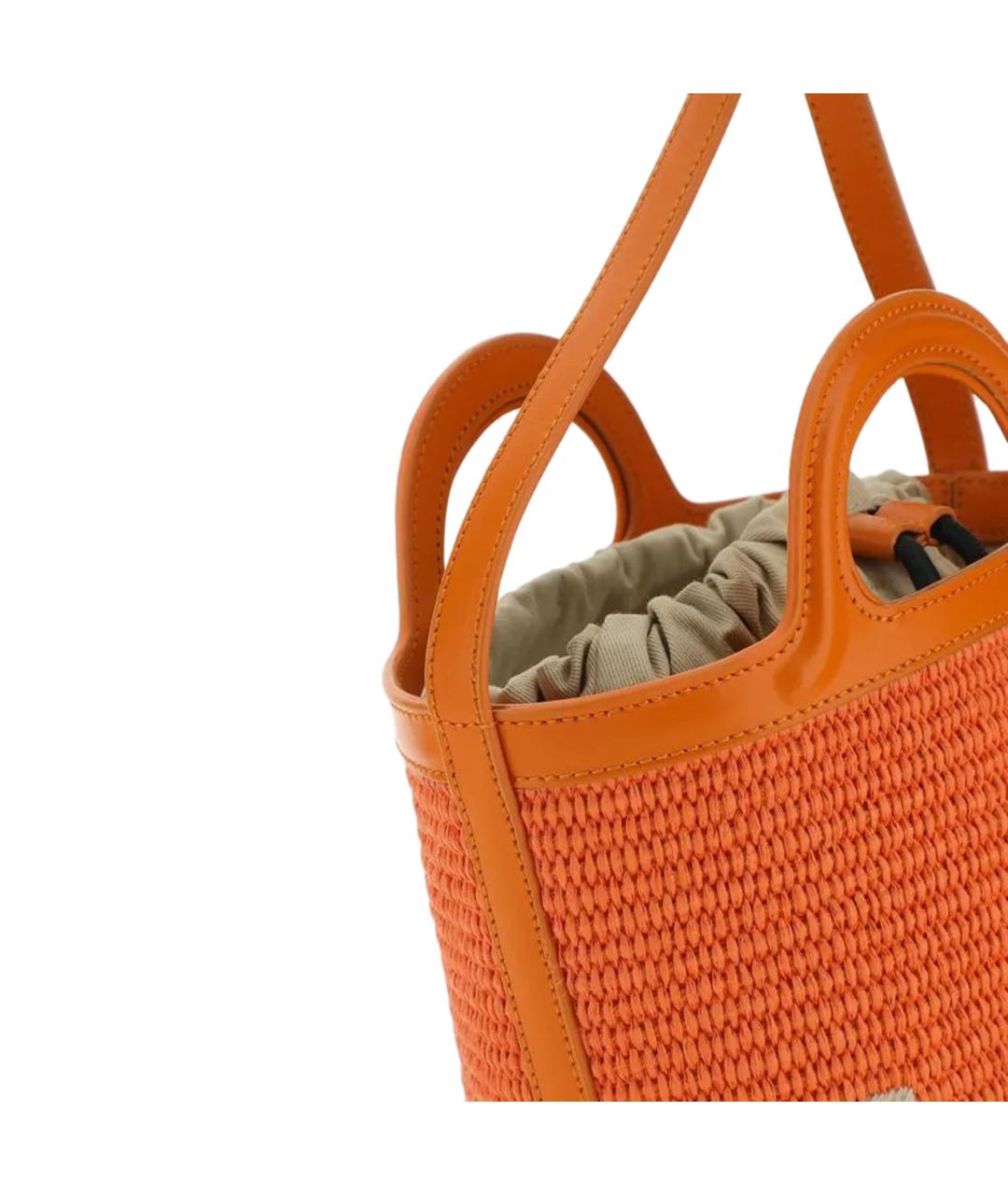 MARNI Оранжевая хлопковая сумка с короткими ручками, фото 4