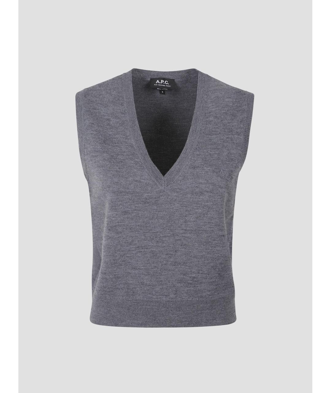 A.P.C. Серая шерстяная жилетка, фото 4