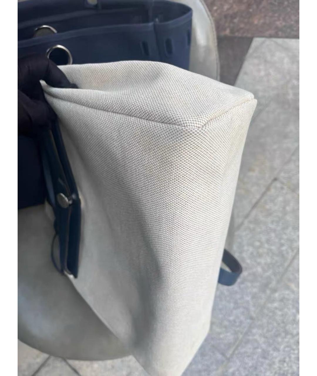 HERMES Синяя тканевая сумка с короткими ручками, фото 8