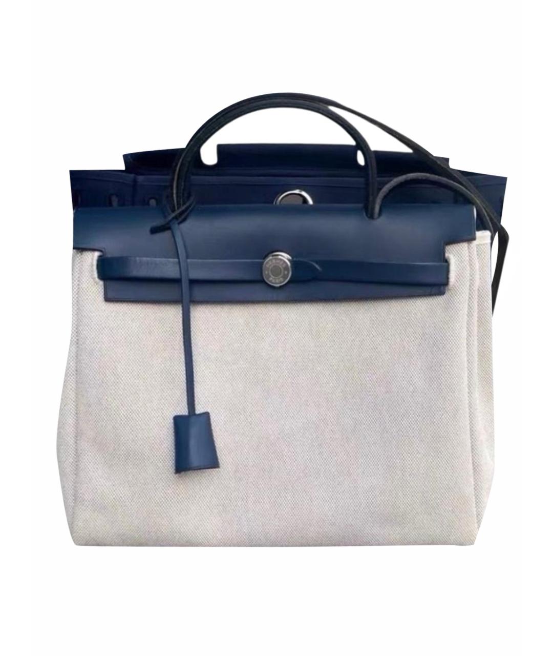 HERMES Синяя тканевая сумка с короткими ручками, фото 1