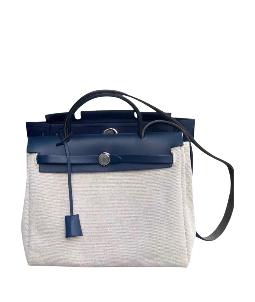 HERMES Синяя тканевая сумка с короткими ручками, фото 10