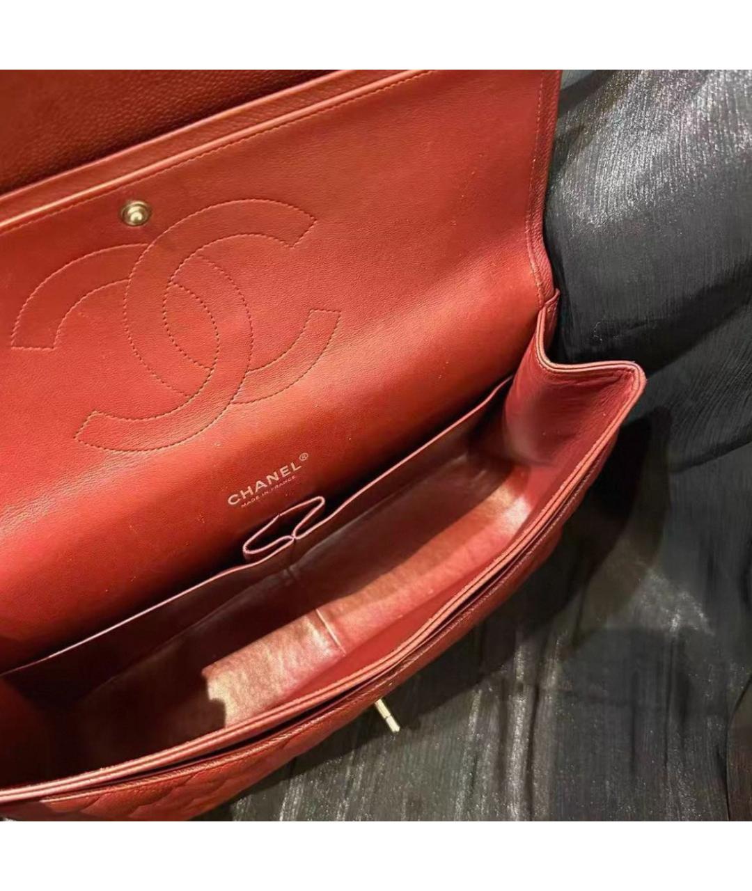 CHANEL Бордовая кожаная сумка через плечо, фото 4