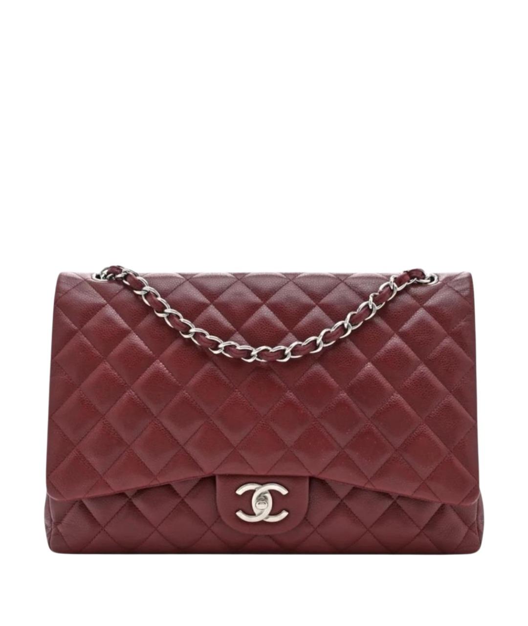 CHANEL Бордовая кожаная сумка через плечо, фото 1