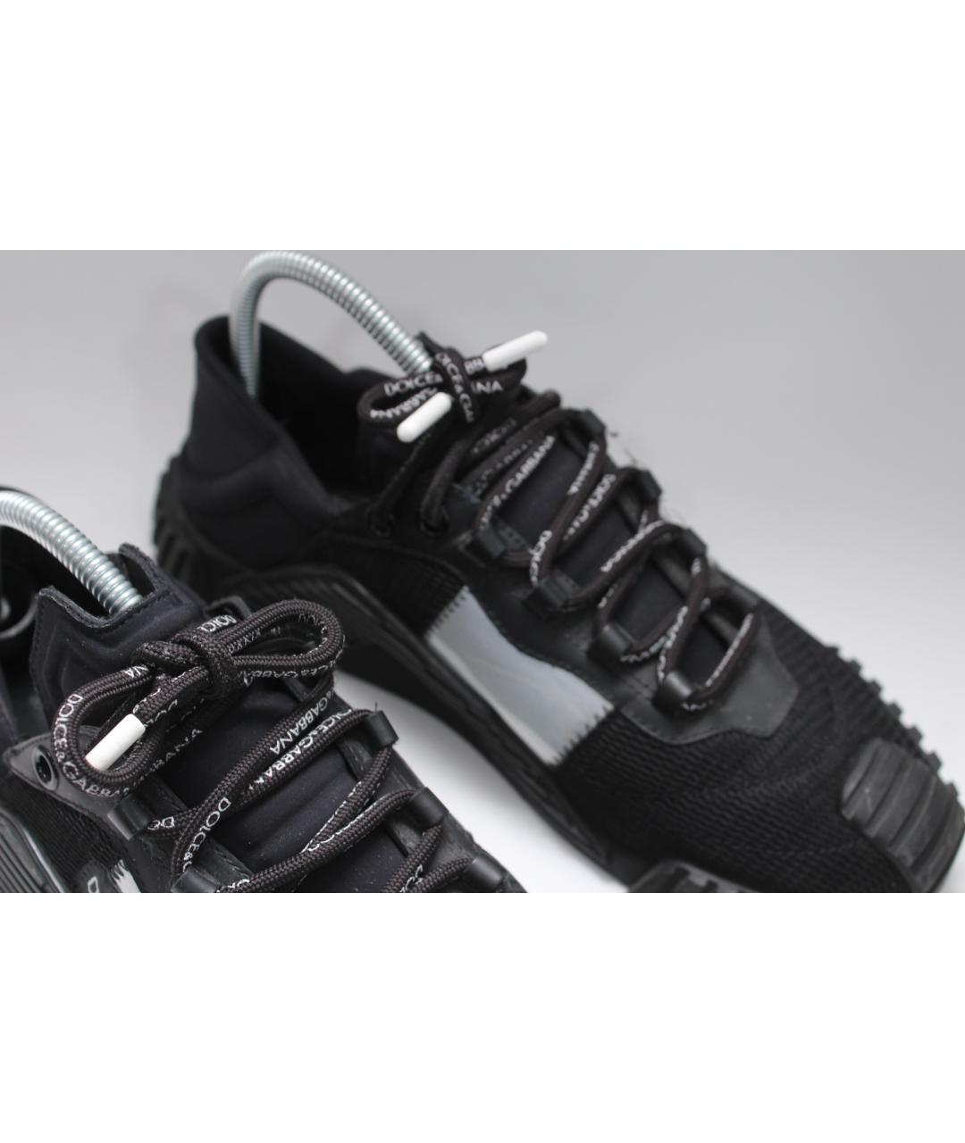 DOLCE&GABBANA Черные неопреновые низкие кроссовки / кеды, фото 6