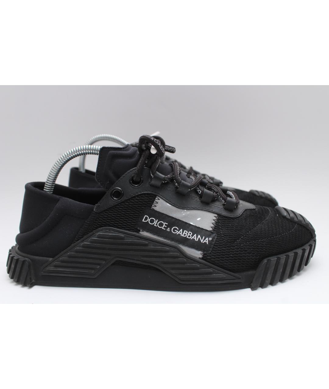 DOLCE&GABBANA Черные неопреновые низкие кроссовки / кеды, фото 4
