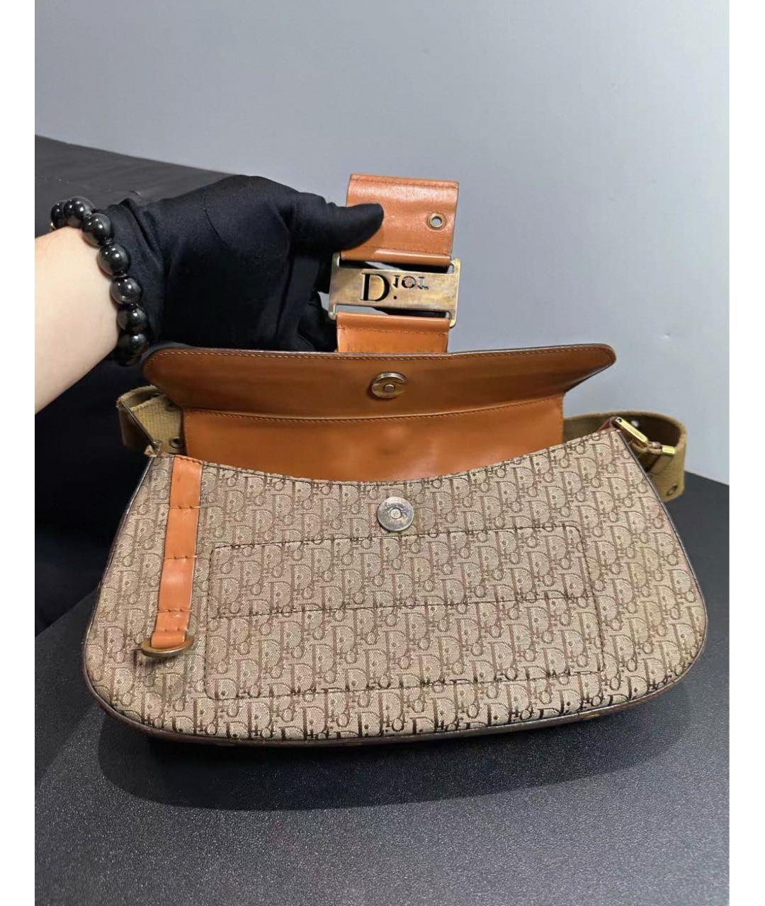 CHRISTIAN DIOR Бежевая кожаная сумка с короткими ручками, фото 4