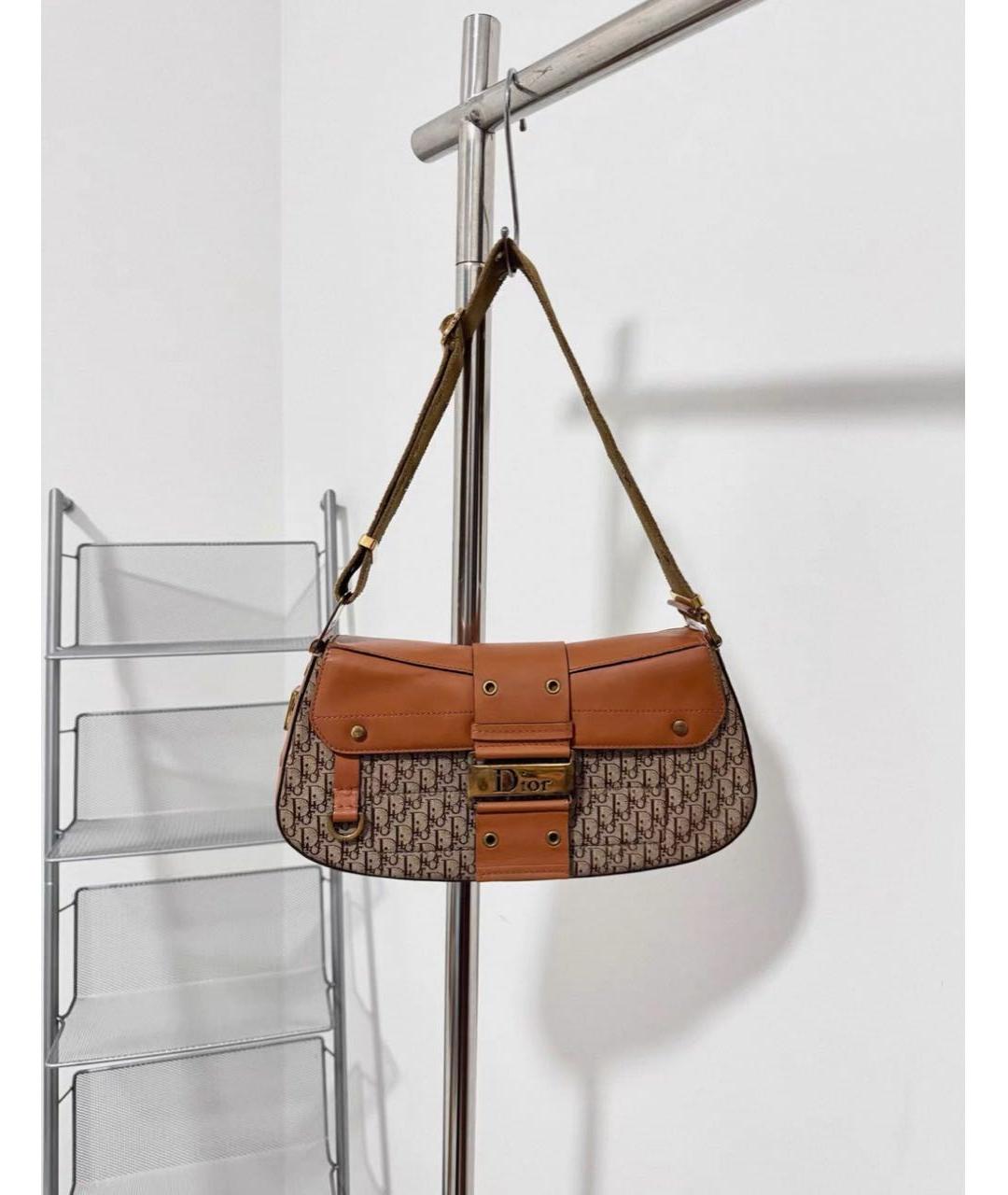 CHRISTIAN DIOR Бежевая кожаная сумка с короткими ручками, фото 5