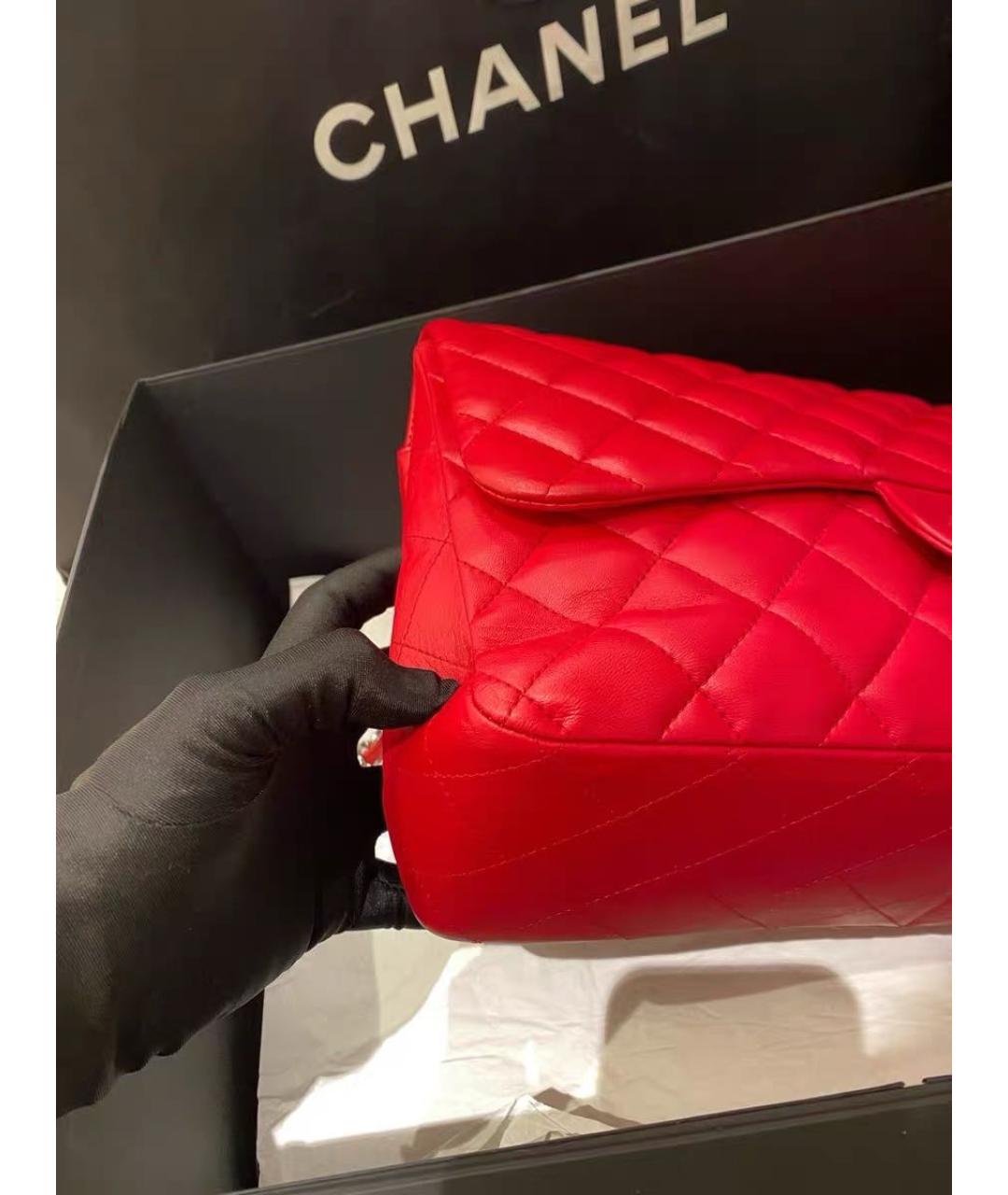 CHANEL Красная кожаная сумка через плечо, фото 7