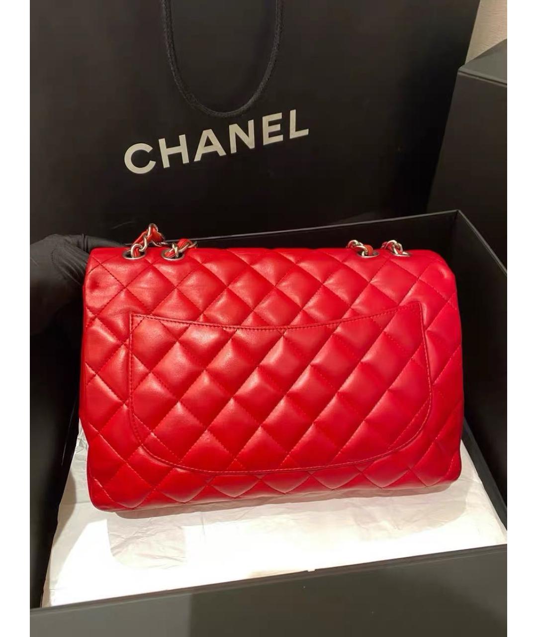 CHANEL Красная кожаная сумка через плечо, фото 3