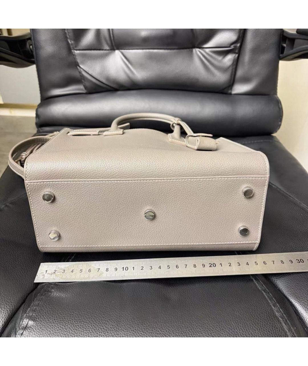 SAINT LAURENT Бежевая кожаная сумка с короткими ручками, фото 8