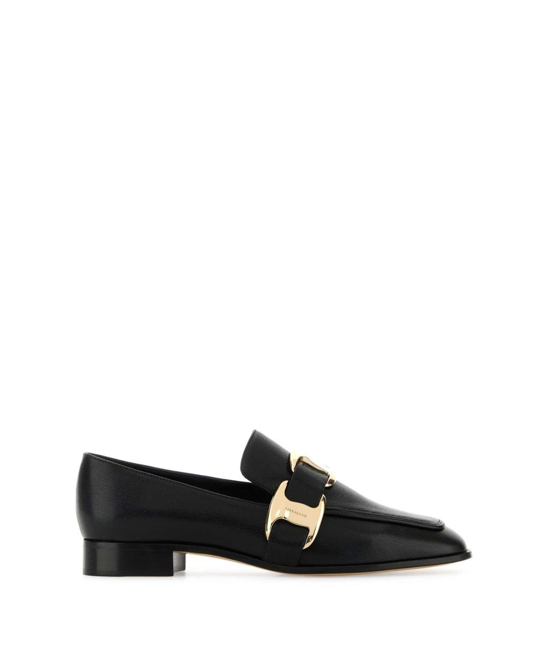 FERRAGAMO Черные кожаные лоферы, фото 1