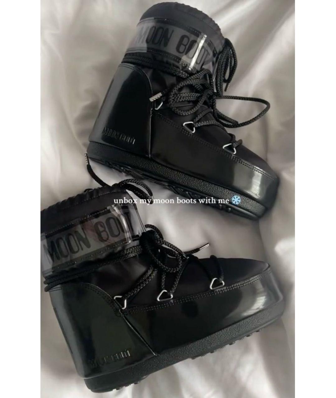 MOON BOOT Черные сапоги из лакированной кожи, фото 3