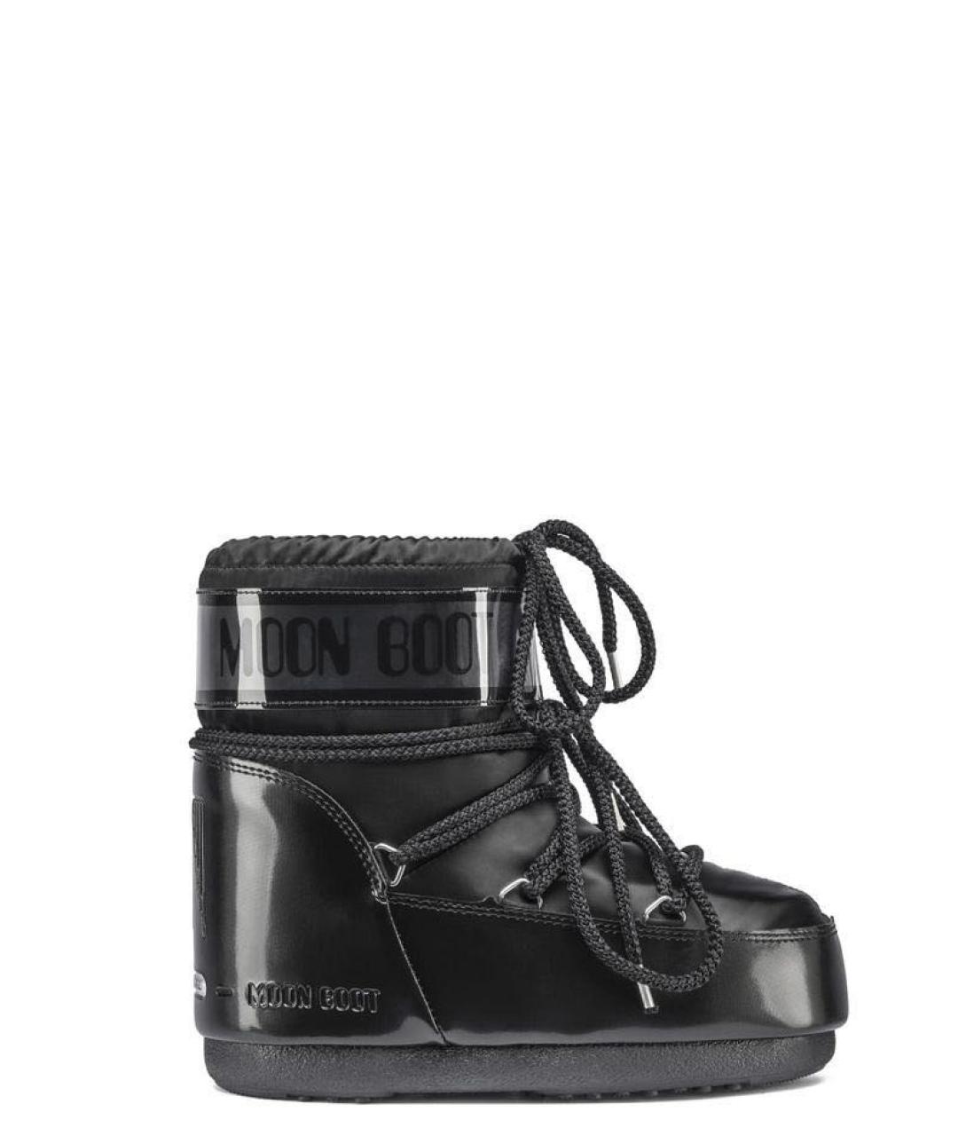 MOON BOOT Черные сапоги из лакированной кожи, фото 1