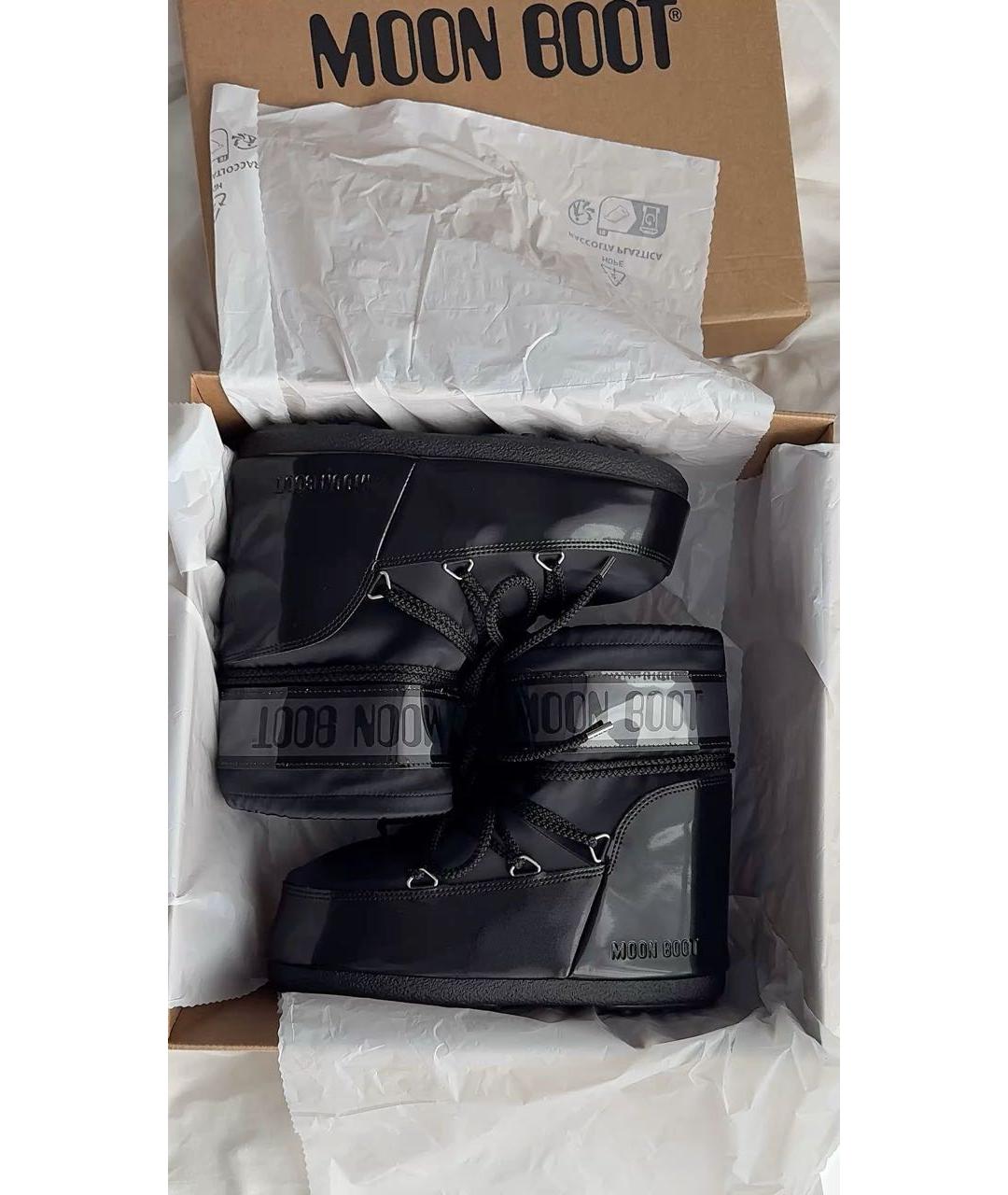 MOON BOOT Черные сапоги из лакированной кожи, фото 2